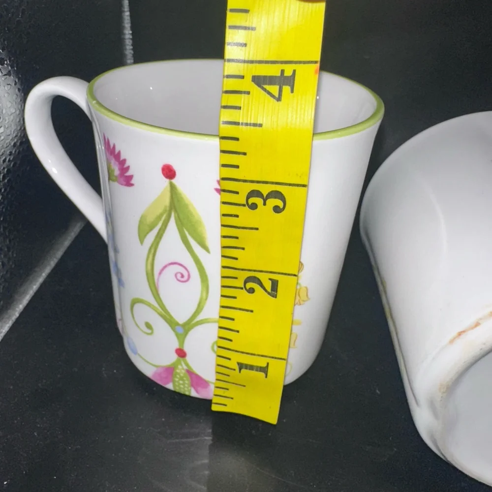 Preowned Pier 1 Imports LYDA Coffee Mugs Floral Design Set of 2